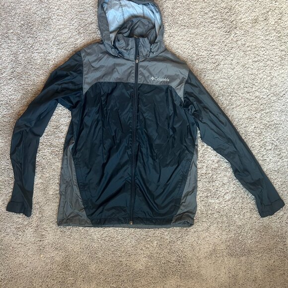 Columbia Lightweight Hooded Windbreaker Gray/Black Men’s Small - Picture 2 of 5